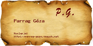 Parrag Géza névjegykártya